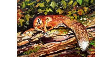 狐狸繪畫原創藝術油畫布面油畫牆面裝飾