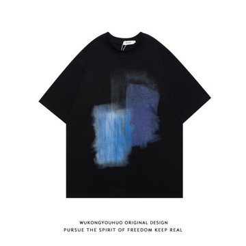悟空有貨街頭嘻哈涂鴉印花短袖T恤男潮牌寬松情侶休閑百搭半袖tee