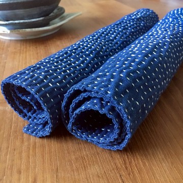 手作 藍染 刺子 餐墊