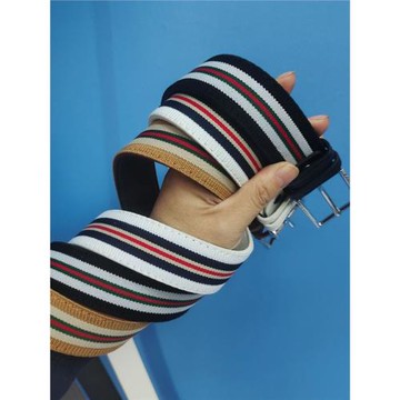 白色腰帶藍白條紋男寬百搭配牛仔褲皮帶日系簡約腰間學生牢固褲帶