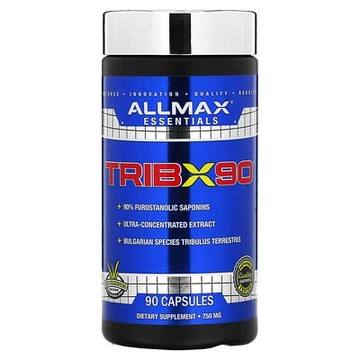 ALLMAX, TribX90，超級濃縮保加利亞蒺藜，90% 呋喃甾醇皂苷，750 毫克，90 粒膠囊