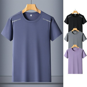 現貨+預購 男涼感上衣短袖上衣T恤夏季冰絲速乾寬鬆大尺碼運動休閒-男裝4色74lg12【獨家進口】【米蘭精品】