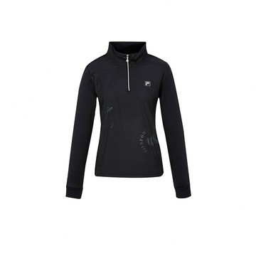 FILA GOLF 女長袖半開襟T恤-黑色 5TEZ-6128-BK