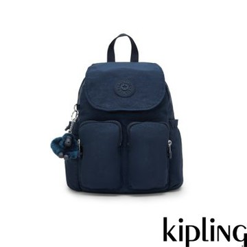 『猴子包』Kipling 碧海深藍掀蓋多袋收納後背包-CITY POCKET MINI