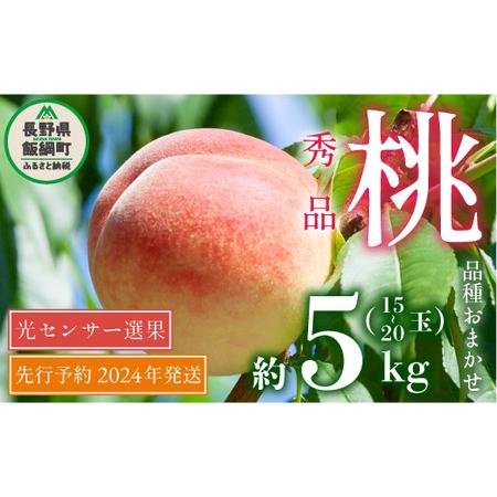 ふるさと納税 桃 5kg 訳あり 先行予約 2024年 秀品 《品種おまかせ「 白鳳 」「 あかつき 」「 なつっこ 」いずれか1品種》 光センサー選別品 【.. 長野県飯綱町