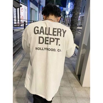 美式潮牌gallery dept華夫格字母高街潮流圓領新款長袖T恤打底衫