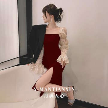 酒紅色敬酒服2025新款訂婚連衣裙氣質高端小個子新娘結婚禮服大氣