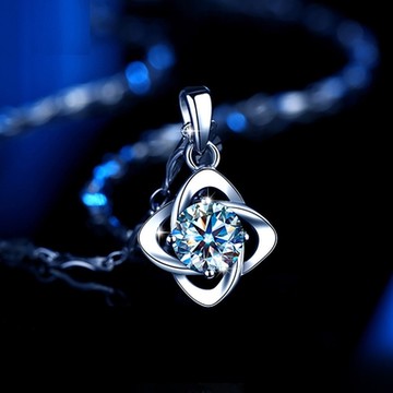 [米蘭精品] 莫桑石項鍊925純銀吊墜-1克拉幸運四葉草亮面母親節情人節生日禮物女飾品74an35