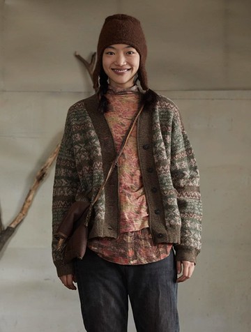 復古文青 羊毛針織開衫