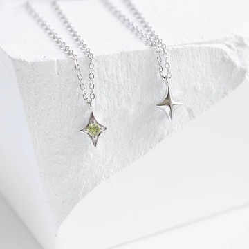 橄欖石925純銀十字星星項鍊