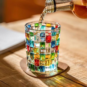 歐式手工彩繪琺瑯水晶玻璃威士忌杯家用水杯茶杯烈酒洋酒杯啤酒杯