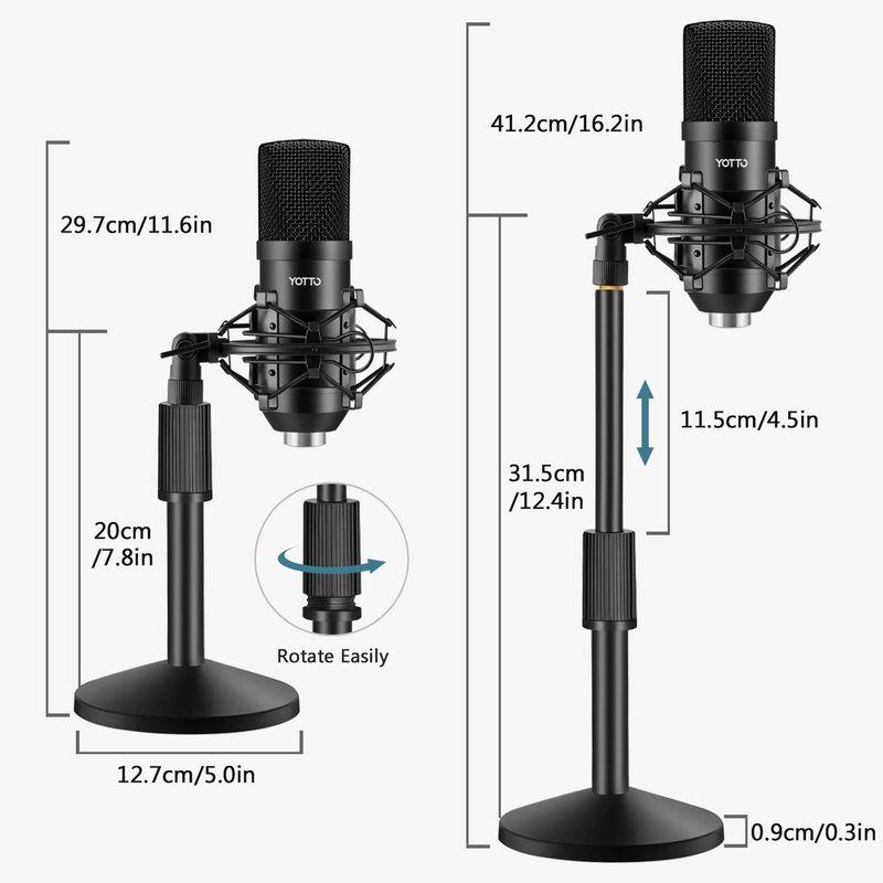 YOTTO USB コンデンサーマイク PC マイク単一指向性マイクSkype 録音 ゲーミング ライブ配信 ゲーム実況 在宅勤務 Wind