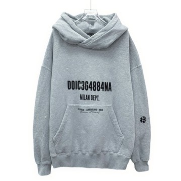 (2XL) dolce gabbana質感棉質logo字母連帽灰色長袖上衣