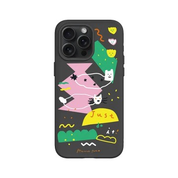 iPhone 15 Pro Max SolidSuit 黑 - MacaronTOE 馬卡龍腳趾 - 麻糬貓與綠怪獸 Ｍochi & Green