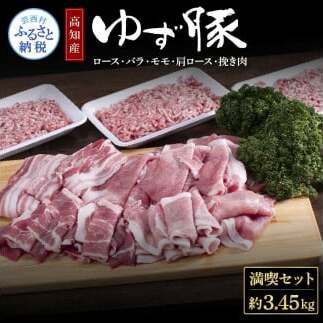 なはりゆず豚満喫セット 3.45kg 豚バラ ロース モモ 肩ロース 挽き肉 ひき肉 豚 豚肉 国産 詰め合わせ セット 冷凍 料理 おうちごはん 個包装 30000円 高知県産 高知