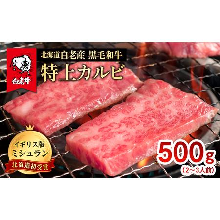 ふるさと納税 北海道 白老産 黒毛和牛 特上カルビ 500ｇ (2・3人前) 北海道白老町