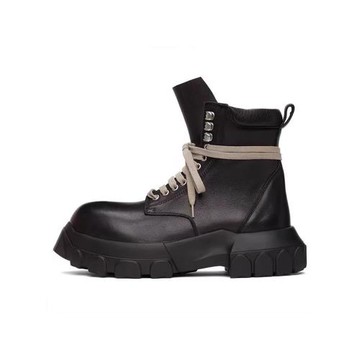 歐美風機車厚底男靴系帶大頭工裝馬丁靴潮牌復古男士鞋子高幫皮靴