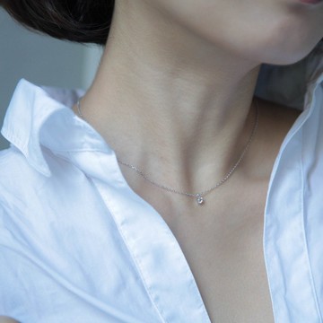 白拓帕單鑽純銀項鍊 | 誕生石系列。4月誕生石