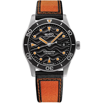 MIDO 美度 OCEAN STAR 39 潛水機械錶-39mm黑x橘 M0269071705100