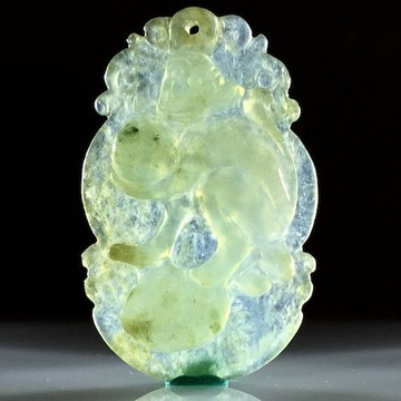 緬甸天然翡翠A貨 玻璃種三彩十二生肖墜(猴)