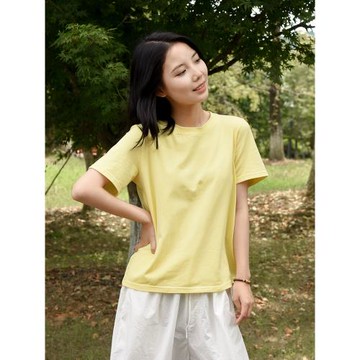 (免運)簡約小圓領夏裝清爽少女運動短袖棉t恤百搭寬松新疆棉紗繡花上衣