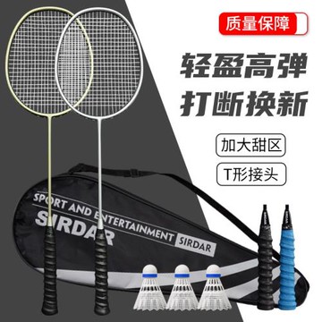 正品羽毛球拍2只成人健身進攻型單雙打拍超輕碳纖維耐打初學羽拍