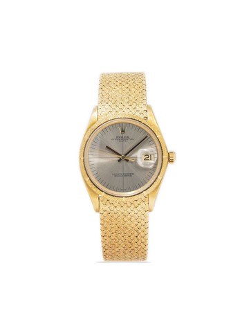 Rolex - 1966 pre-owned Oyster Perpetual Date 34mm - unisex - 18kt Yellow Gold - One Size - Silver