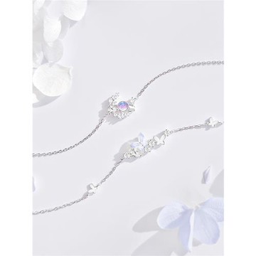 蝴蝶閨蜜手鏈女生純銀輕奢小眾設計款一對古風2024新款爆款520禮