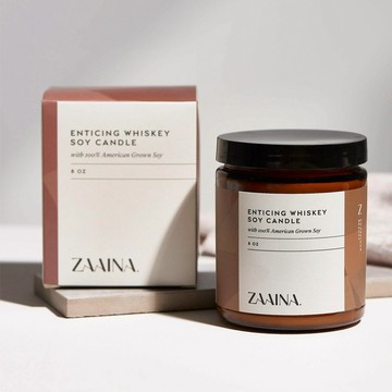 【ZAAINA】威士忌大豆香氛蠟燭8oz | 生日快樂 送禮首選 手工蠟燭 禮盒包裝