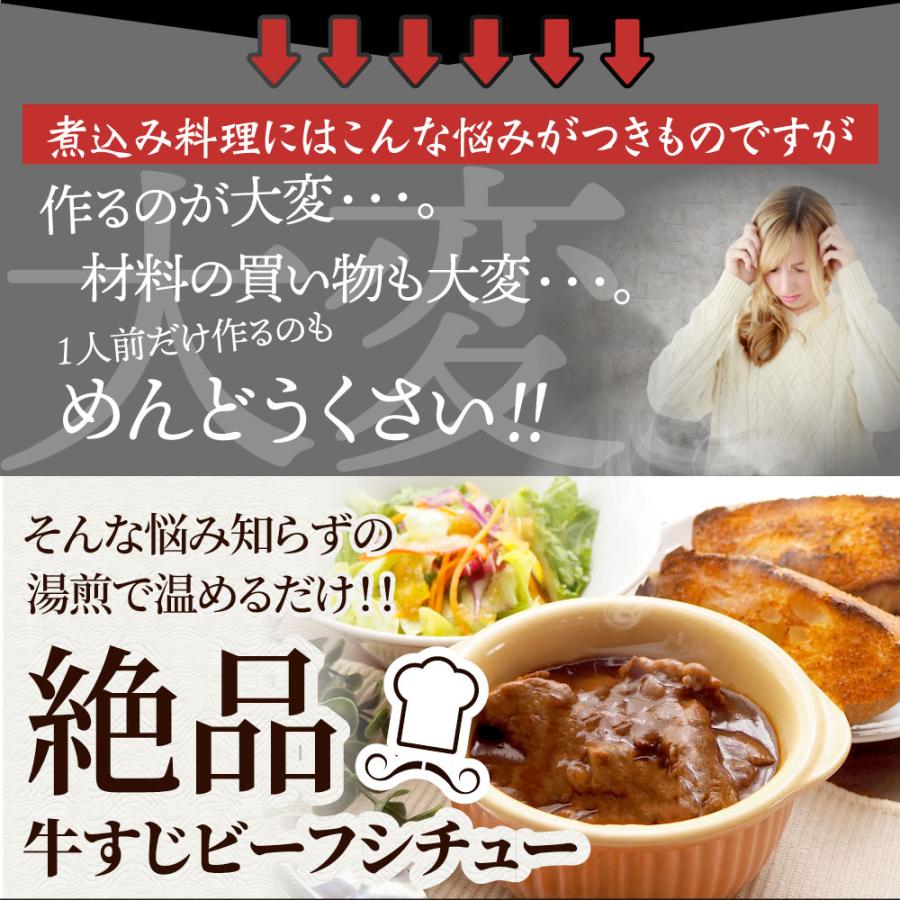 牛すじ ビーフシチュー 200g×3食セット 肉 牛肉  お歳暮 ギフト 食品 お祝い 牛スジ アキレス デミグラスソース 温めるだけ レンジ 冷凍 惣菜