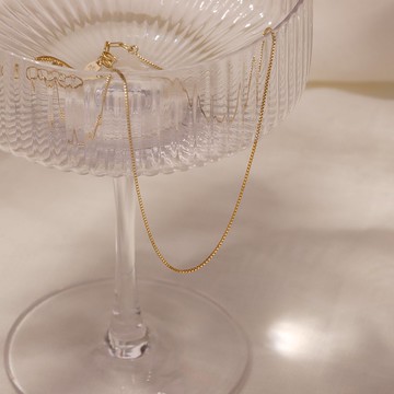 925銀極細純銀素鏈盒子鏈鎖骨鏈 輕奢風百搭裸鏈 疊戴鏈 金色