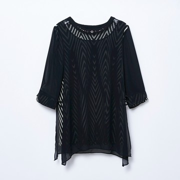 CLL巧玲瓏 假兩件微透線條飄逸上衣 2473936