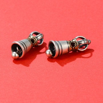 S925純銀金剛鈴佛教復古手繩串珠DIY手編繩飾品配件墜子掛件材料