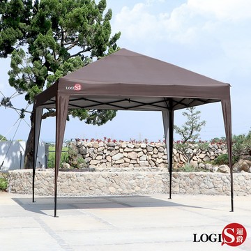 LOGIS 3米快速帳篷 升級粗骨架 抗風遮陽棚 停車篷 擺攤帳 戶外帳篷 活動帳 防曬帳 咖啡色【Z-CF3】