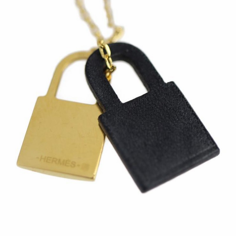 美品 HERMES エルメス オーケリーPM ネックレス メタル ヴォースイフト ゴールド ブラック カデナモチーフ ペンダント D刻印【本物保証】  通販 LINEポイント最大0.5%GET LINEショッピング