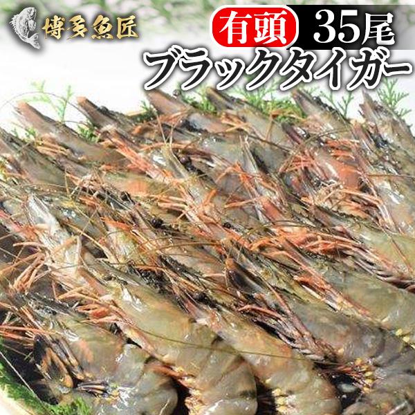 ブラックタイガー海老 有頭 35尾入り 1.3kg 冷凍 えび エビ 海鮮 おせち 業務用 送料無料