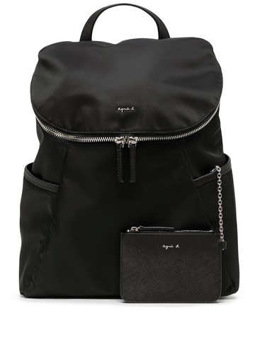 agnès b. - logo-plaque backpack - women - Nylon - One Size - Black