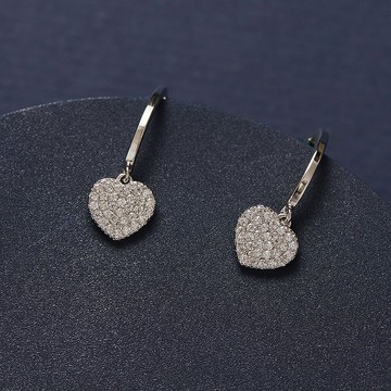 愛心細閃微鑲鑽耳環 輕珠寶 耳環