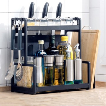 【HappyLife】40cm兩層廚房收納架+刀架+砧板架 40×22×41.5CM Y9978