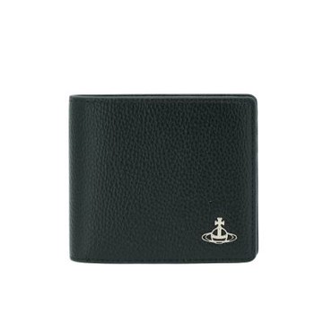 Vivienne Westwood 星球銀logo八卡對開短夾(黑)