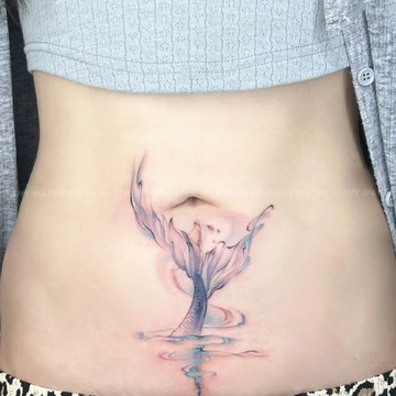 新款嵐魚傳說彩色紋身貼 純欲風紋身貼 防水持久 性感辣妹 仿真腰部遮疤 紋身貼 刺青貼 刺青紋身貼 形狀刺青貼