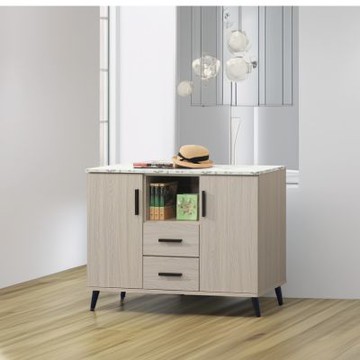 文創集 愛克蒂3.9尺開門二抽低收納櫃/餐櫃(二色可選)-117x40x85-cm免組