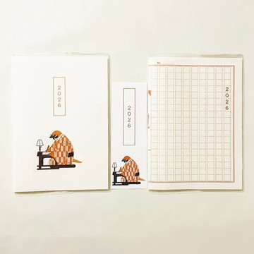 10月開始 2026年 文豪麻雀稿紙 日誌插畫封面2張 附書籤 B6 共48頁 午年 馬 十二生肖 文豪 鋼筆 鳥 動物
