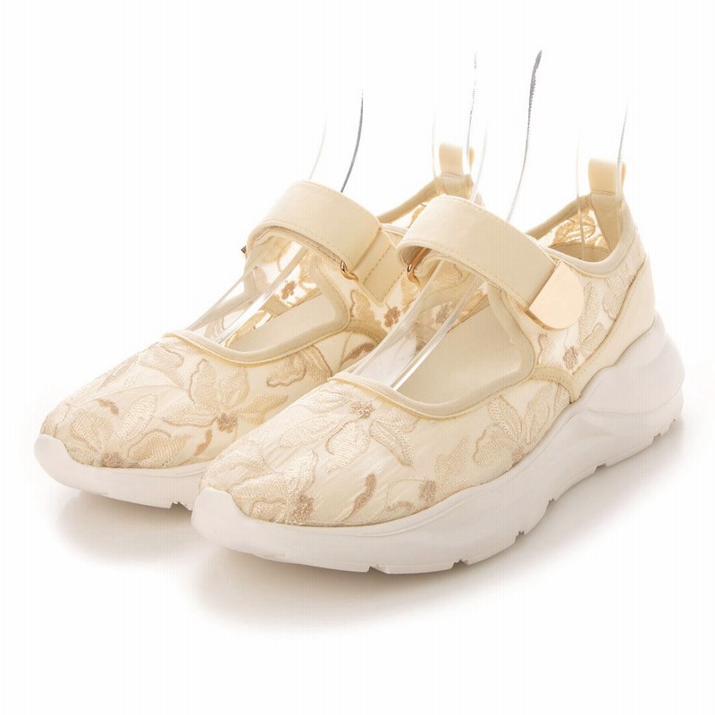 直販オーダー ランダ Randa ストレスフリー 刺繍デザインスニーカー Cream 販売販売 Apea Asia