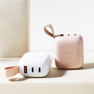 【Lisscode】Mantou 65W氮化鎵PD充電器 | 2C+1A 小饅頭 三孔快充頭 LA-65 雲朵白/夕陽粉