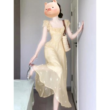 法式氣質收腰輕熟風大牌高端奢華紗裙連衣裙子女夏季2026新款長裙