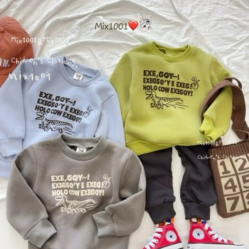 🌈✨mix1001 厚磨毛🔥 奔跑迅猛龍印圖上衣✨兒童恐龍合身款磨毛上衣 5-15