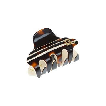 FRANCE LUXE   經典醋酸纖維條紋小抓夾〈琥珀 / 象牙白〉