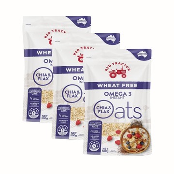 奇亞籽& 亞麻籽(含Omega 3) 燕麥片( WHEAT FREE無小麥)(500g)-3包組