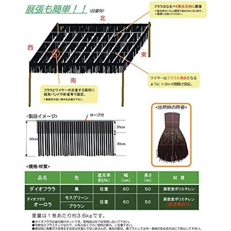 熱中症対策 ダイオフララ 黒 60cm×50m 遮光用ネット 木漏れ日 半日陰 懸垂 ダイオ化成 イノベックス タ種 代不